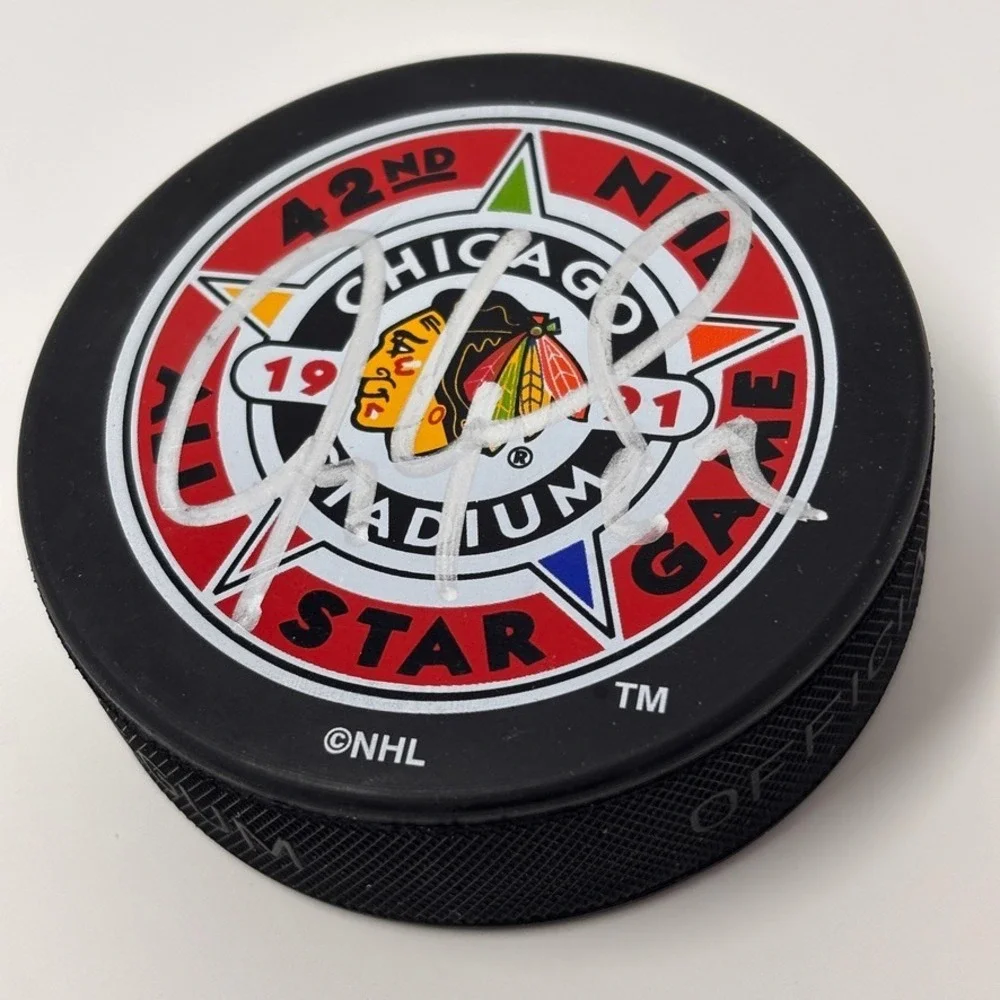 Jeremy Roenick Blackhawks Signed Puck Hockey 42nd NHL All Star Game 1991